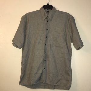 Culwell & Son,tan chequered print shirt.size L.
